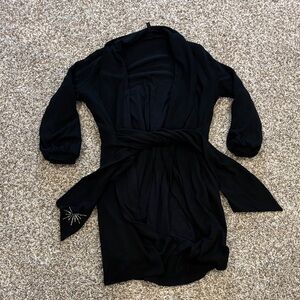 Soma Black Robe with Embellished Sleeve and Pockets